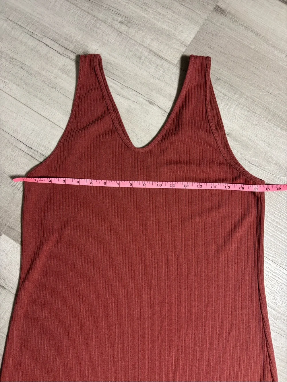 Abercrombie & Fitch Ribbed Maxi Tank Dress Rust Terracotta XL Stretch